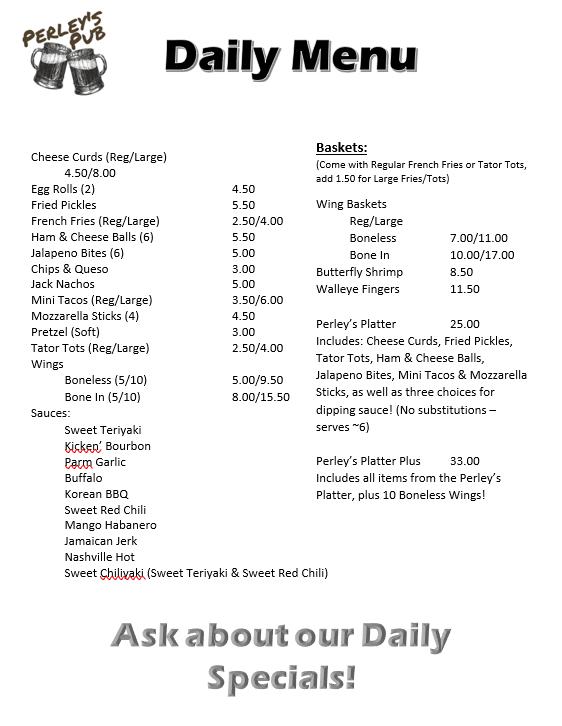 Perley's Pub Menu image 3